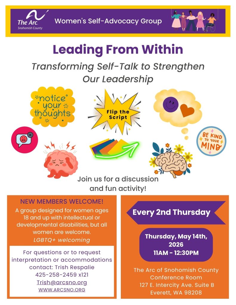 Leading from Within
Transforming Self-Talk to Strengthen Our Leadership
Thursday, May 14
11am-12:30PM
Contact Trish at 425.258.2459 x121